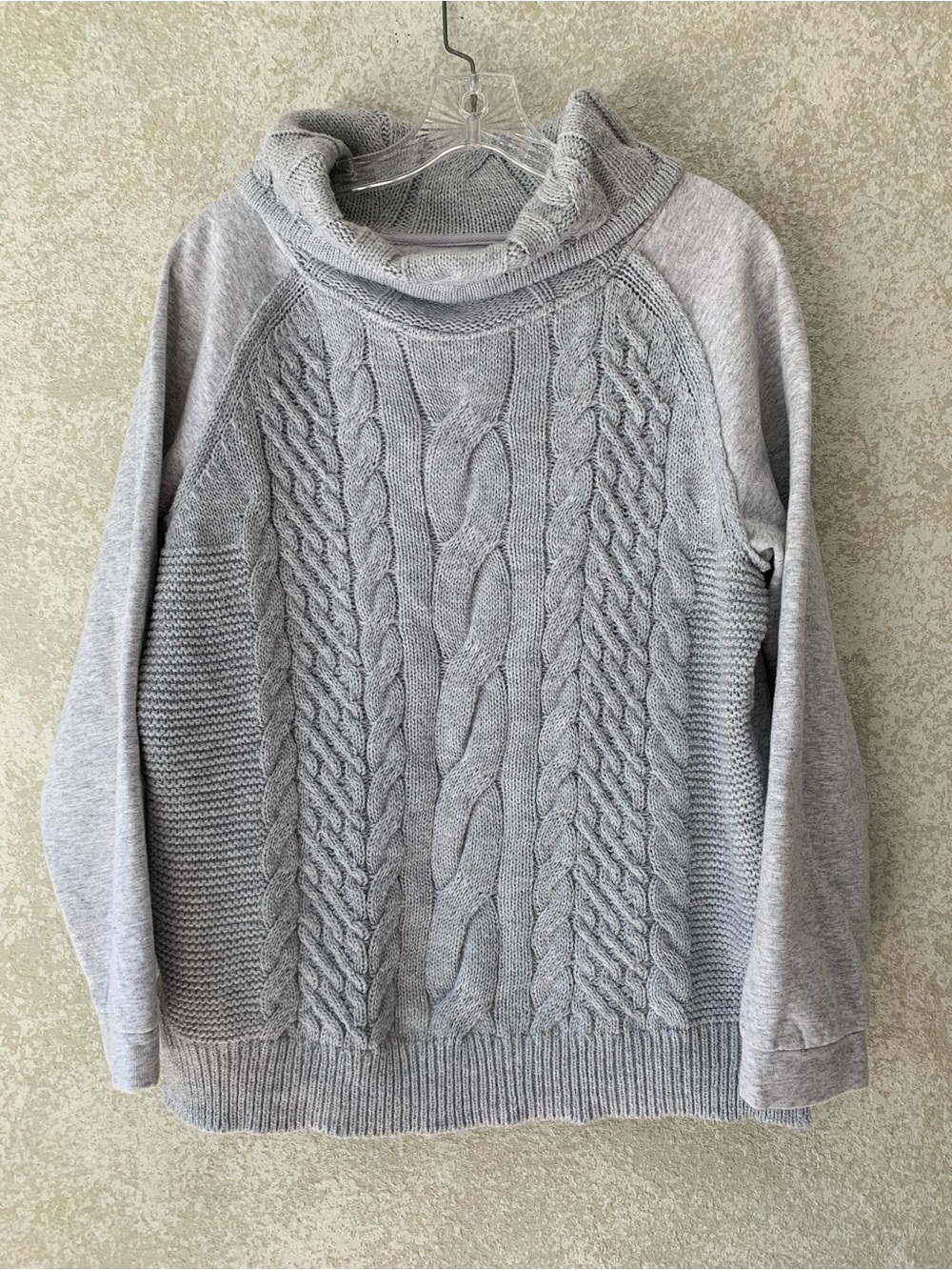 Sunday Light Gray Cable Knit Cowl Neck Sweater XL